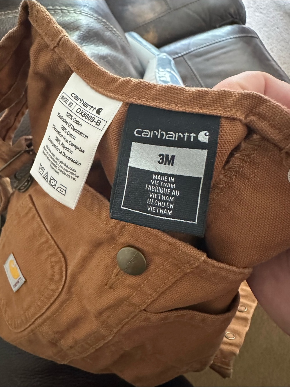 Carhartt Kids Tan/Brown Utility Overalls - Picture 3 of 3